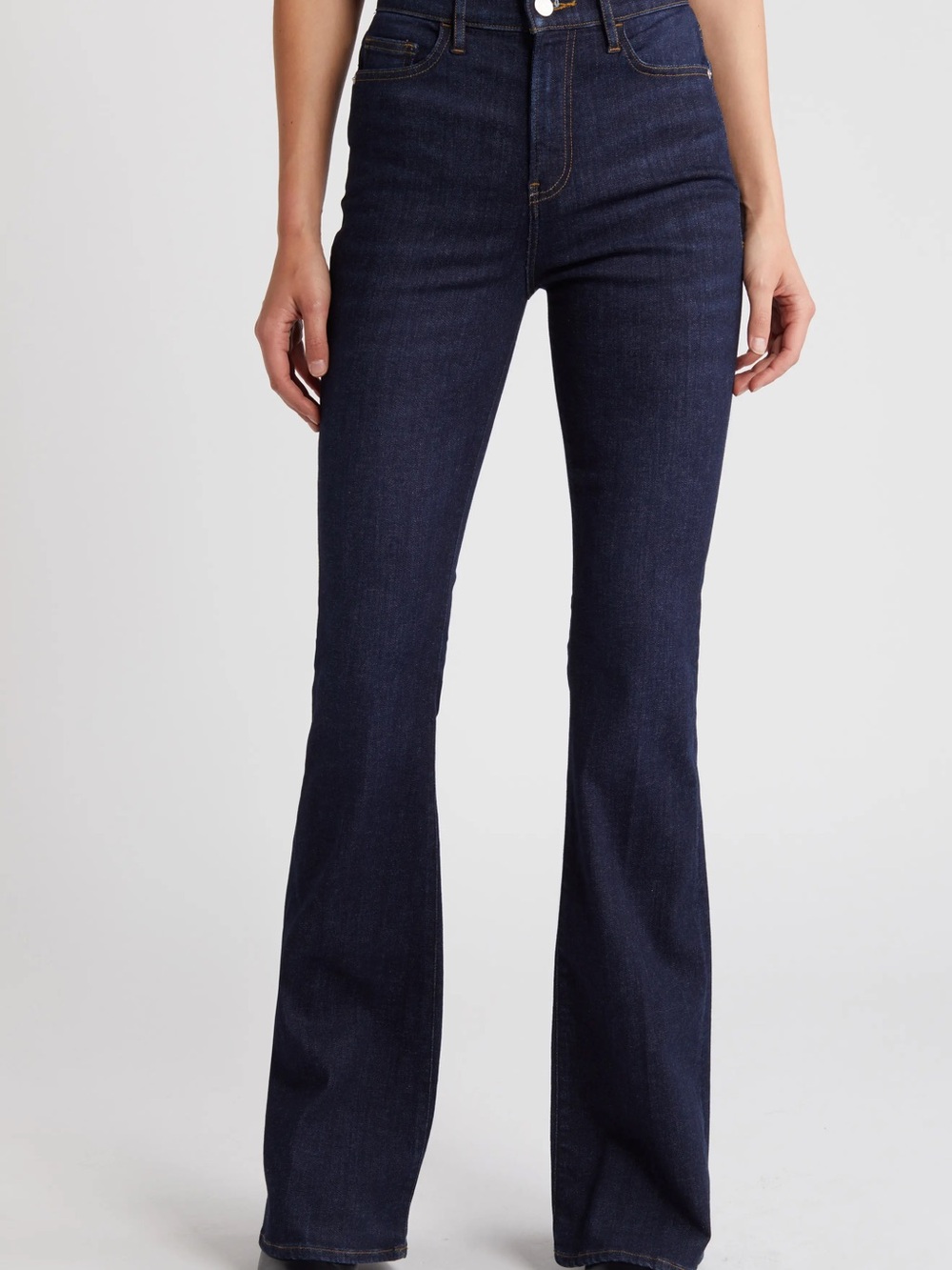 Frame Denim Dark Blue High-Rise Flare Jeans